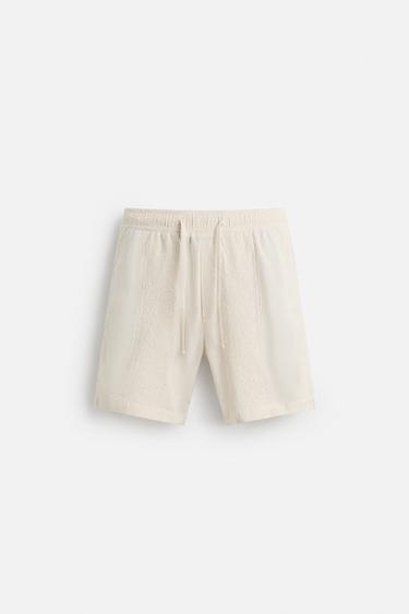 JACQUARD TEXTURED BERMUDA SHORTS - Oyster-white by Zara