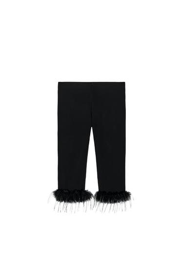 PANTALÓN CAPRI COMBINADO EFECTO PELO - Negro de Zara