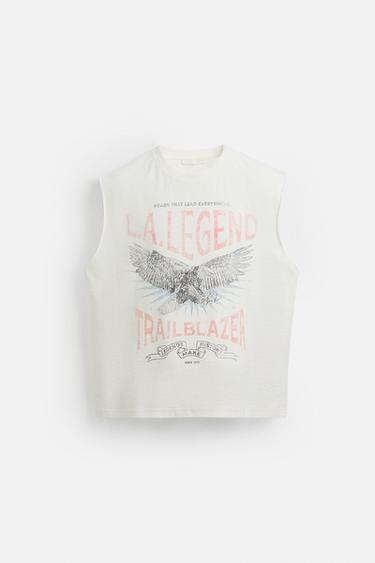 WASHED PRINT TANK TOP - Oyster-white by Zara - Image 6