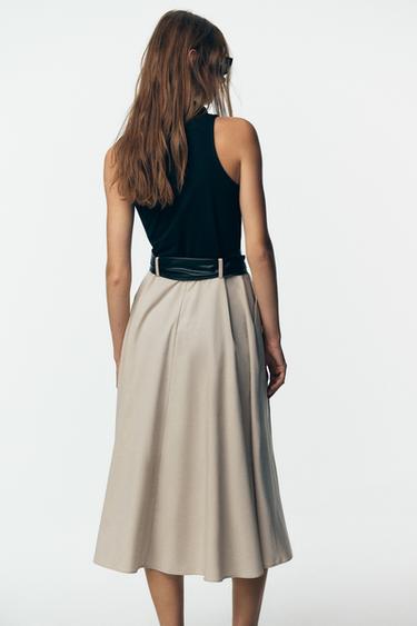 BELTED COMBINATION DRESS - Ecru / Black by Zara - Image 4