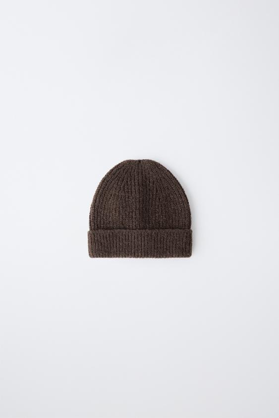 Zara KNIT BEANIE - Brown - Image 0