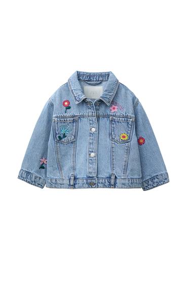 CAZADORA DENIM FLORES BORDADAS - Azul de Zara