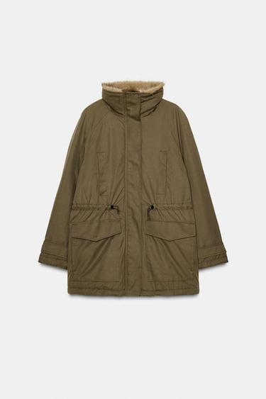 PARKA REMBOURRÉE INTÉRIEUR EFFET FOURRURE - Kaki de Zara - Image 7