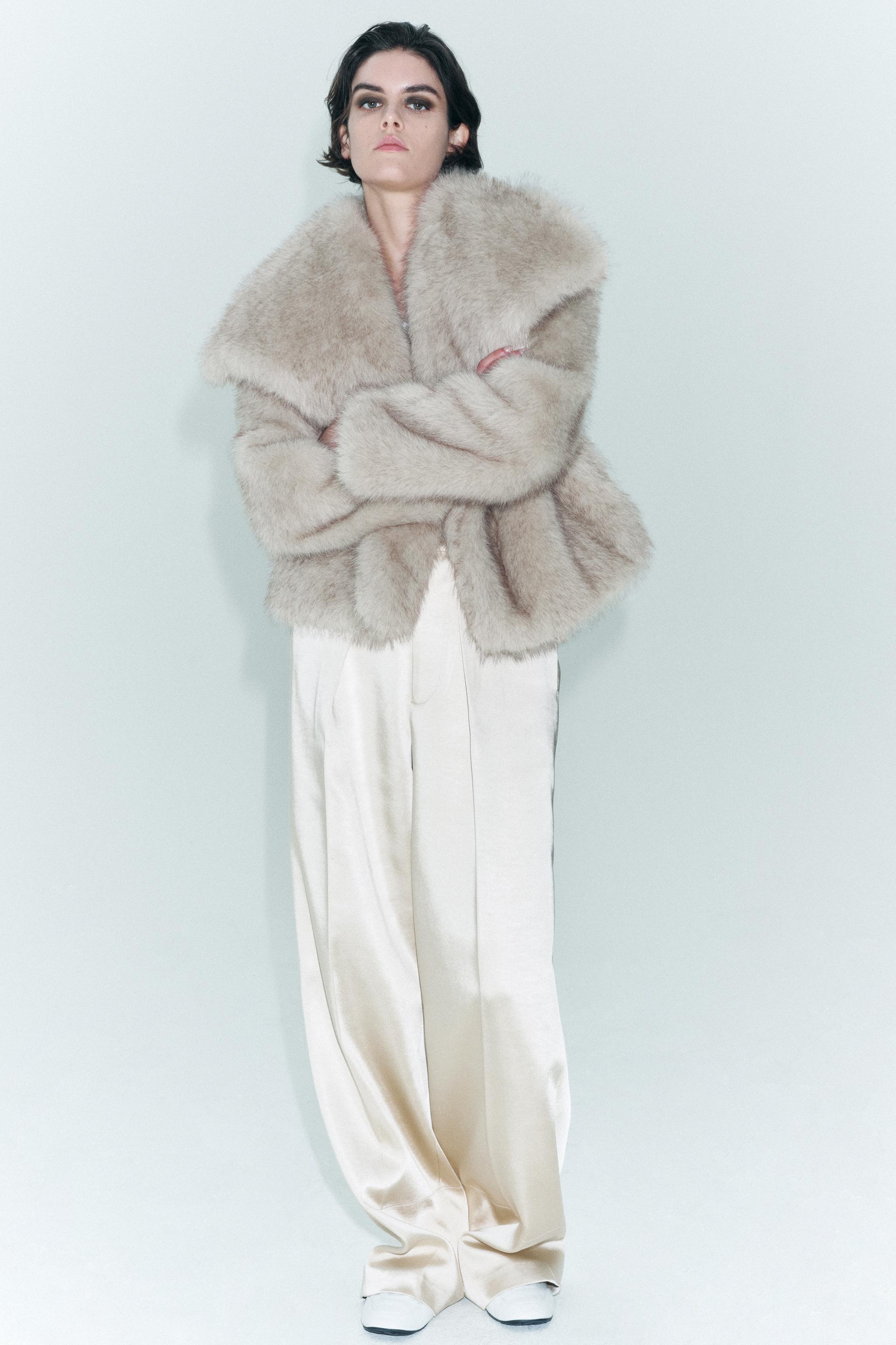 SHORT FAUX FUR JACKET - Ecru | ZARA United States