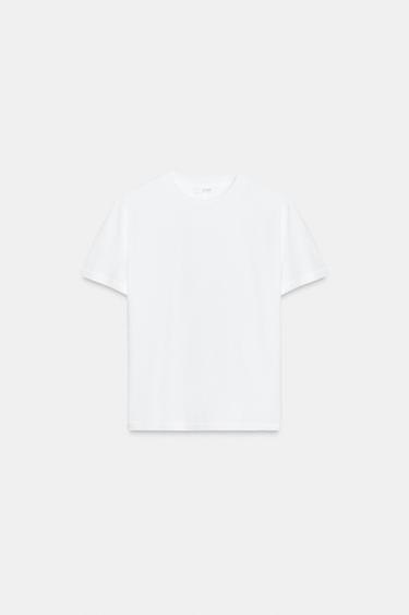 T-SHIRT EN COTON MERCERISÉ - Blanc de Zara - Image 9