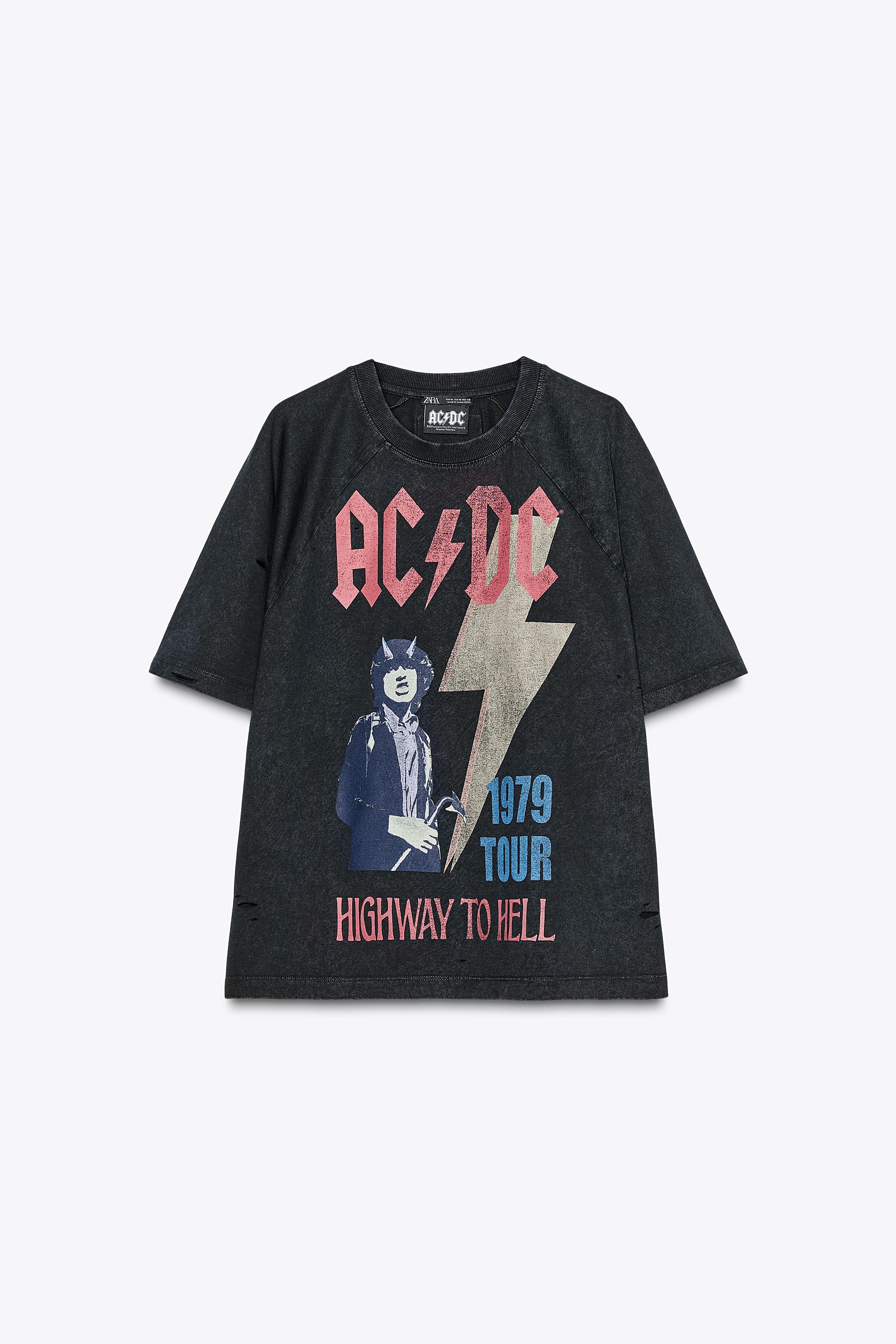WASHED EFFECT T-SHIRT ©AC/DC - Anthracite grey | ZARA United