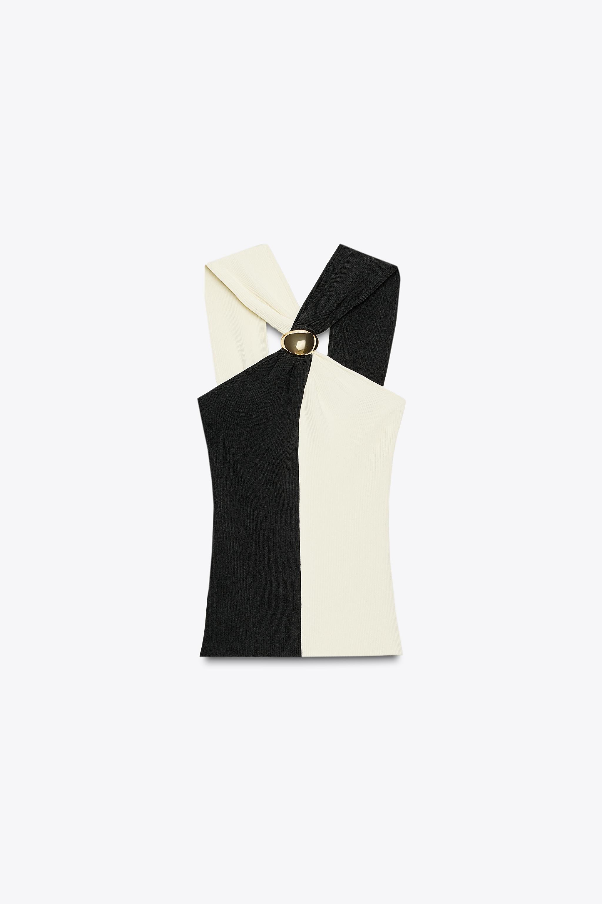 【ZARA】メタルパーツコンビネーションビキニトップス 0167/001 メタルパーツコンビネーションビキニトップス - ブラック
