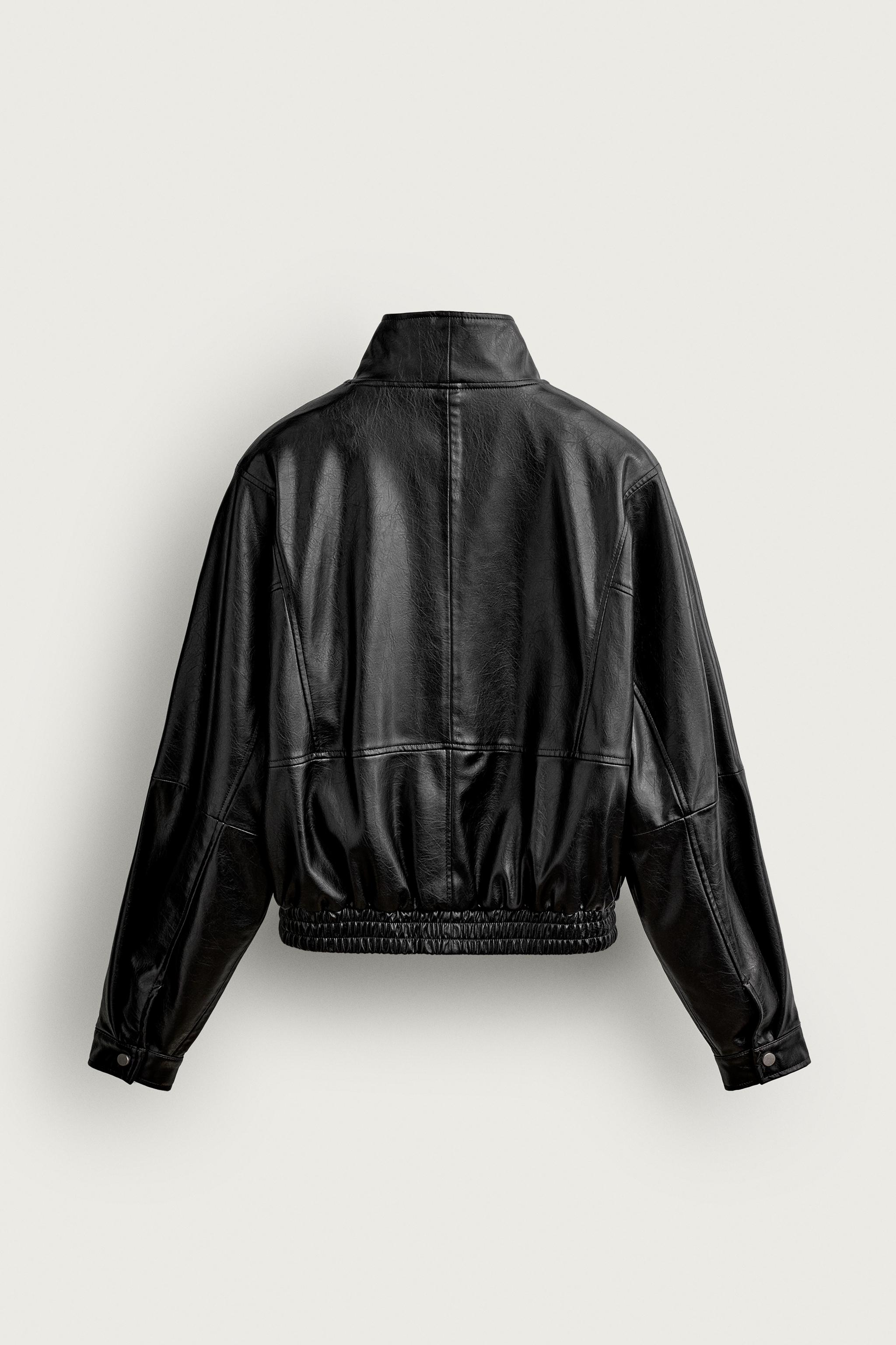 FAUX LEATHER CROPPED FIT JACKET