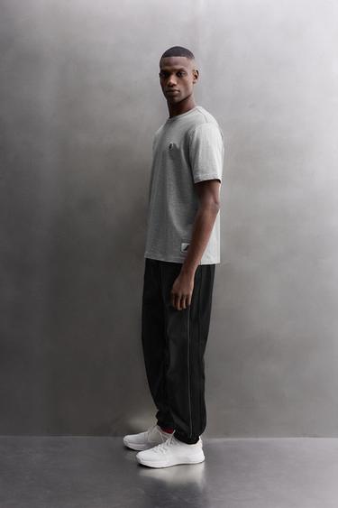 EMBROIDERED COLOUR BLOCK T-SHIRT - Grey marl by Zara - Image 3