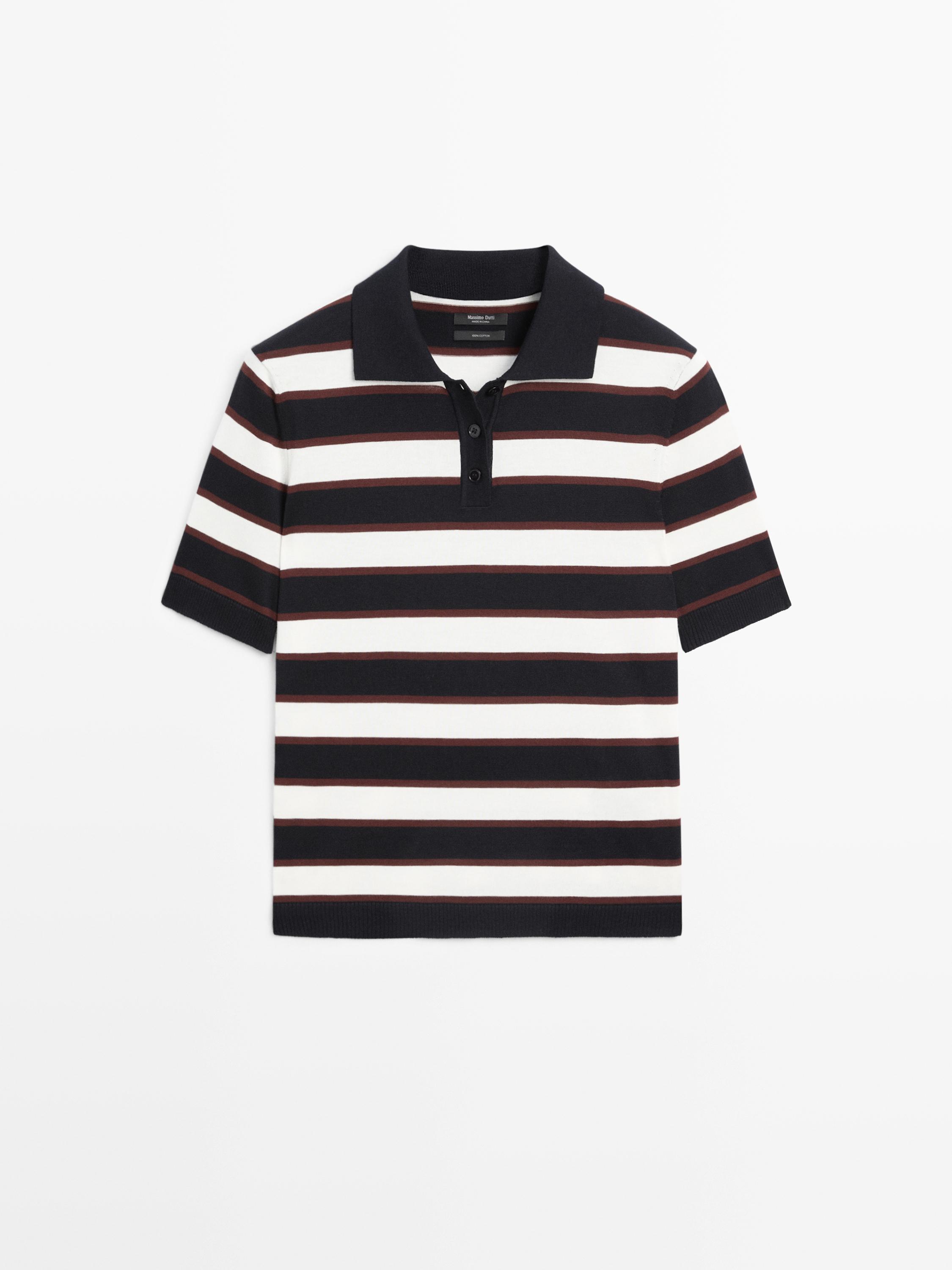 Striped knit polo sweater