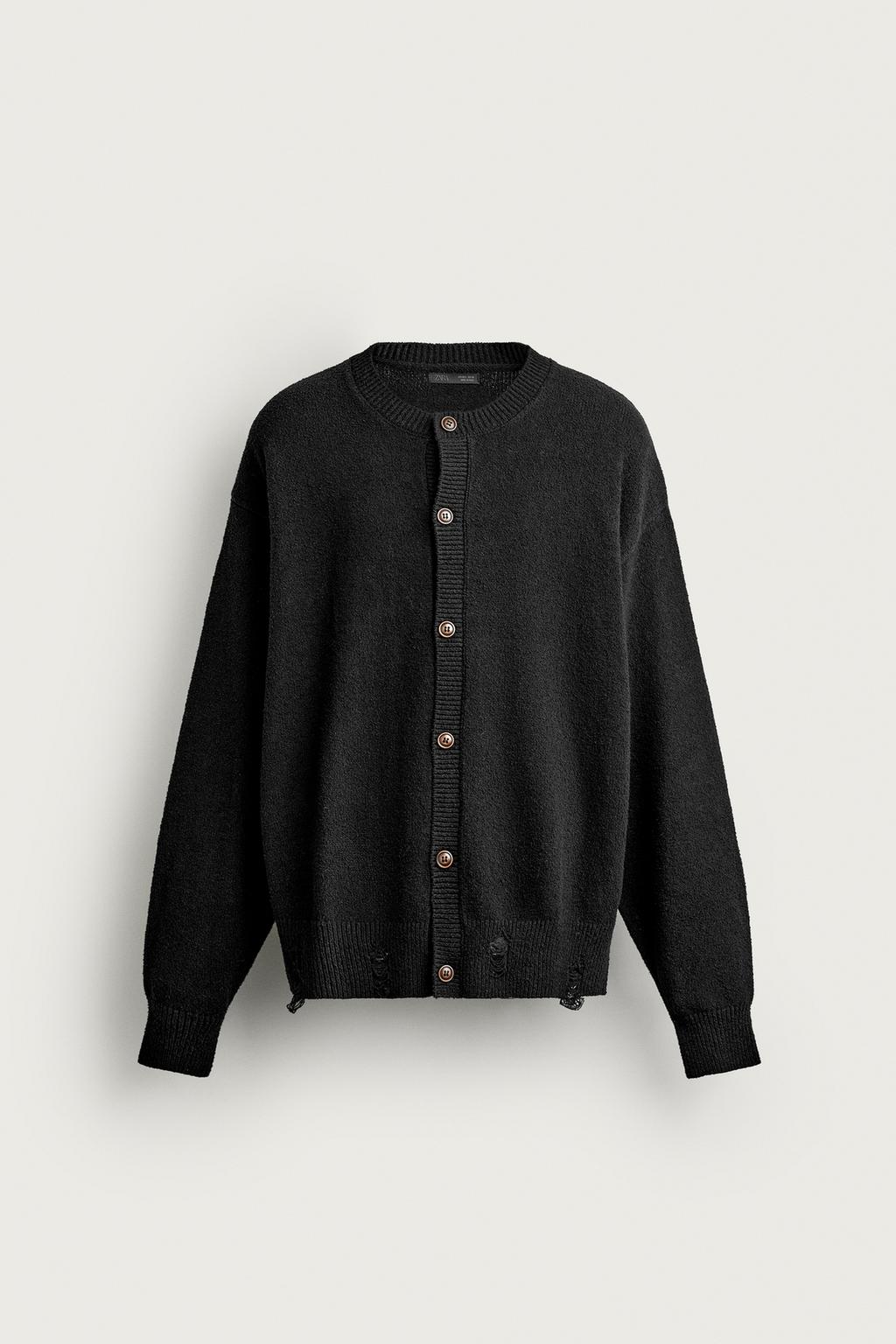 DISTRESSED EFFECT RELAXED FIT CARDIGAN