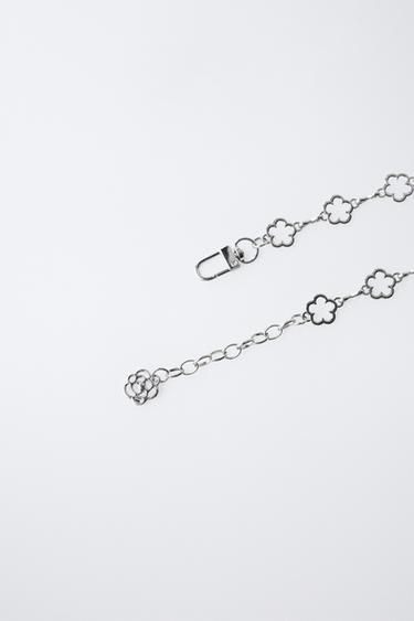 CHAIN BELT WITH FLOWERS - Silver by Zara - Image 1