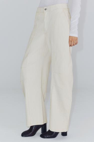 ZW COLLECTION MID-WAIST WIDE-LEG JEANS - Oyster-white by Zara