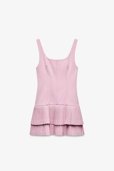 ROBE COMBINAISON À PLIS PLATS - Rose poudré de Zara