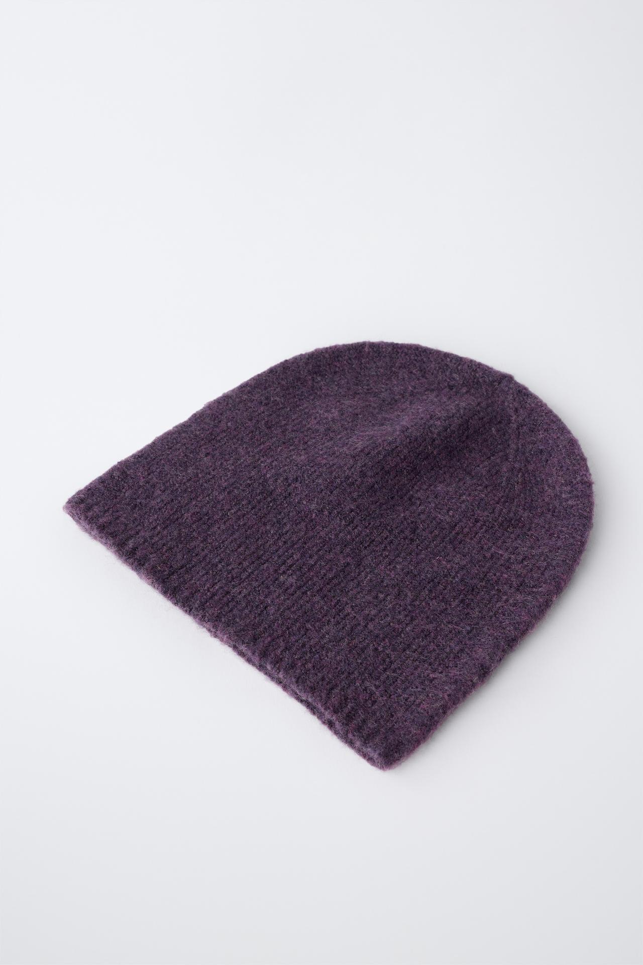 FINE-KNIT BEANIE — Dark purple