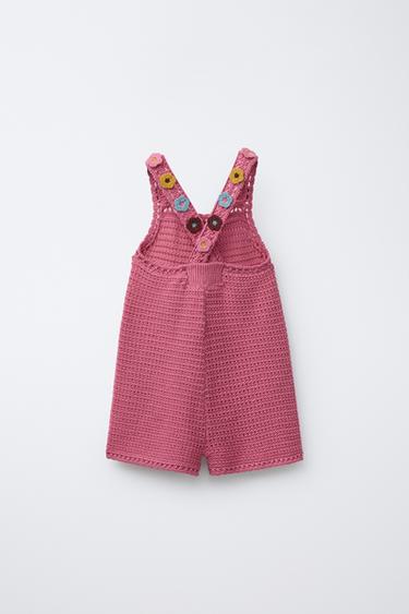 SALOPETTE COURTE EN MAILLE CROCHET FLEURS - Rose de Zara - Image 1