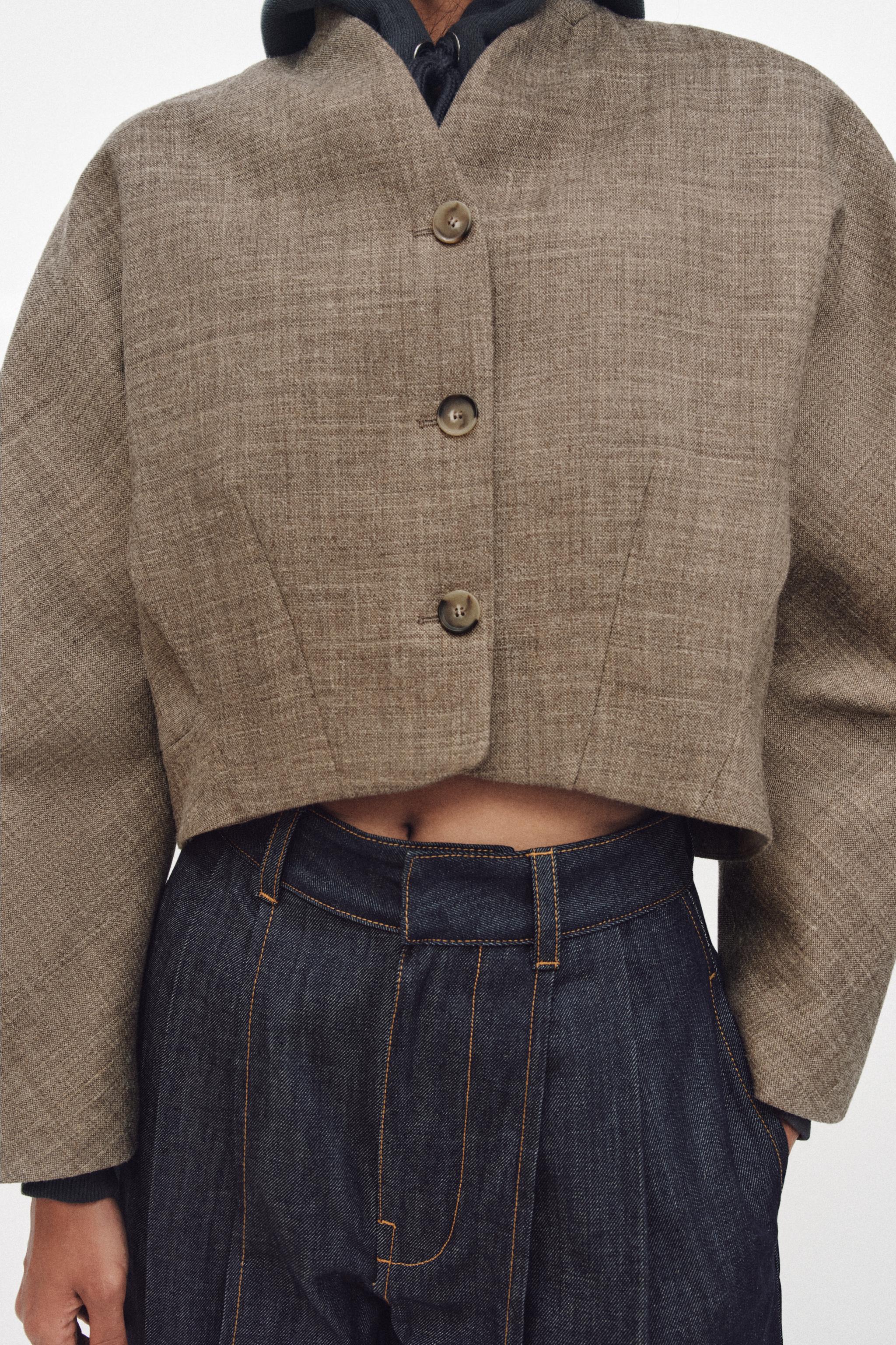 ZW COLLECTION WOOL BLEND CROPPED JACKET