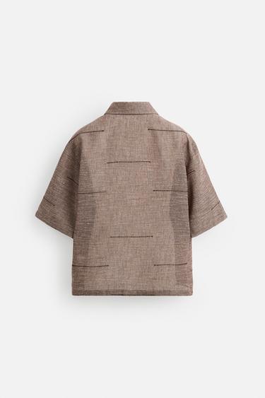 CHEMISE STRUCTURE BRODÉ - Marron de Zara - Image 8