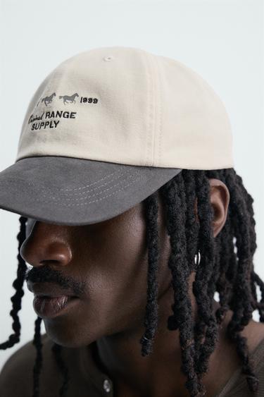 CONTRAST EMBROIDERED CAP - Ecru / Navy by Zara - Image 2