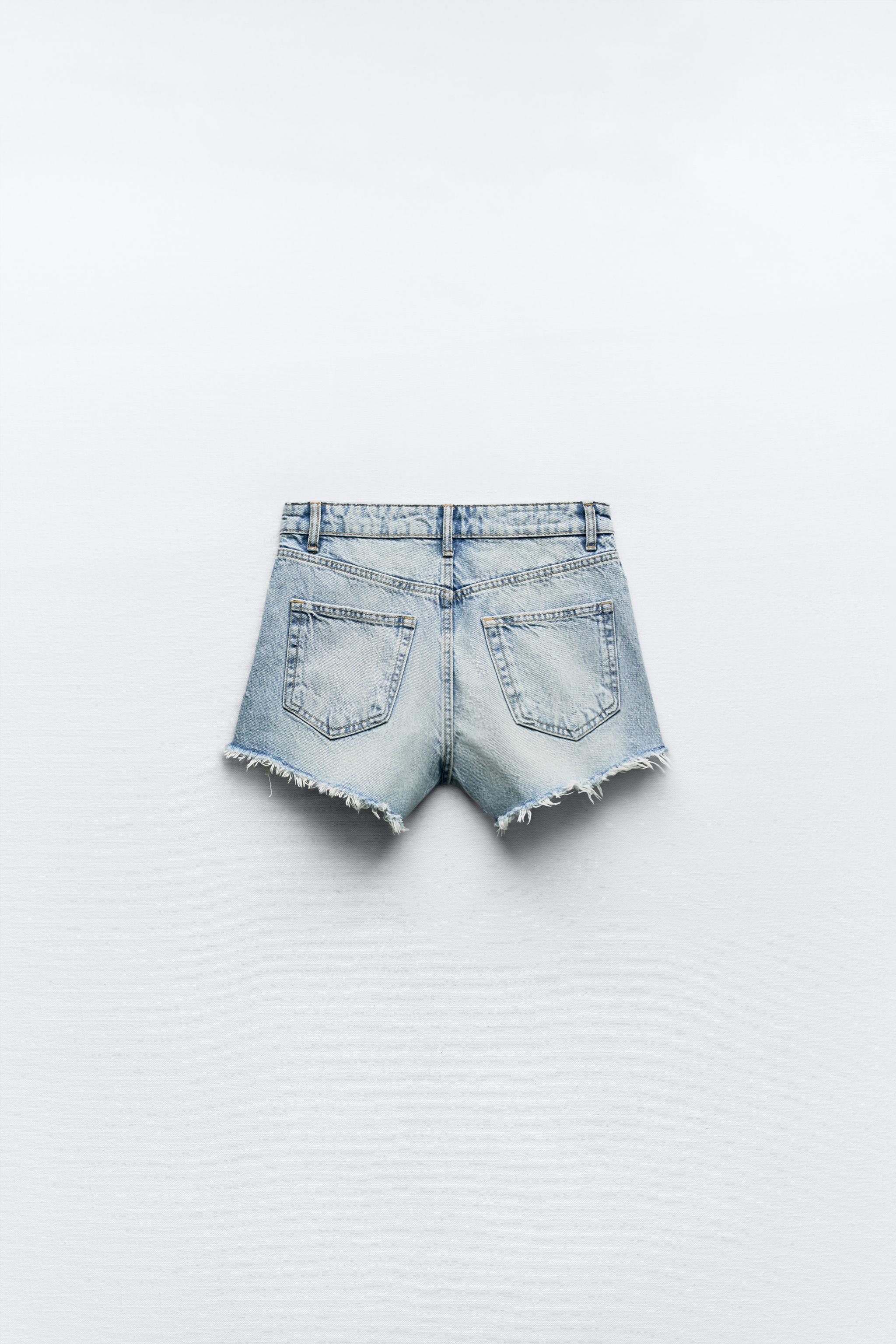 HIGH WAIST RIPPED TRF DENIM SHORTS