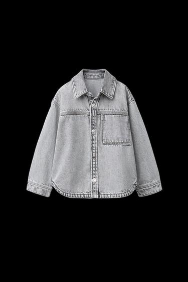 SOBRECAMISA DENIM - Gris de Zara - Imagen 0