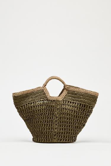 BRAIDED TOTE BAG - Green by Zara - Image 0