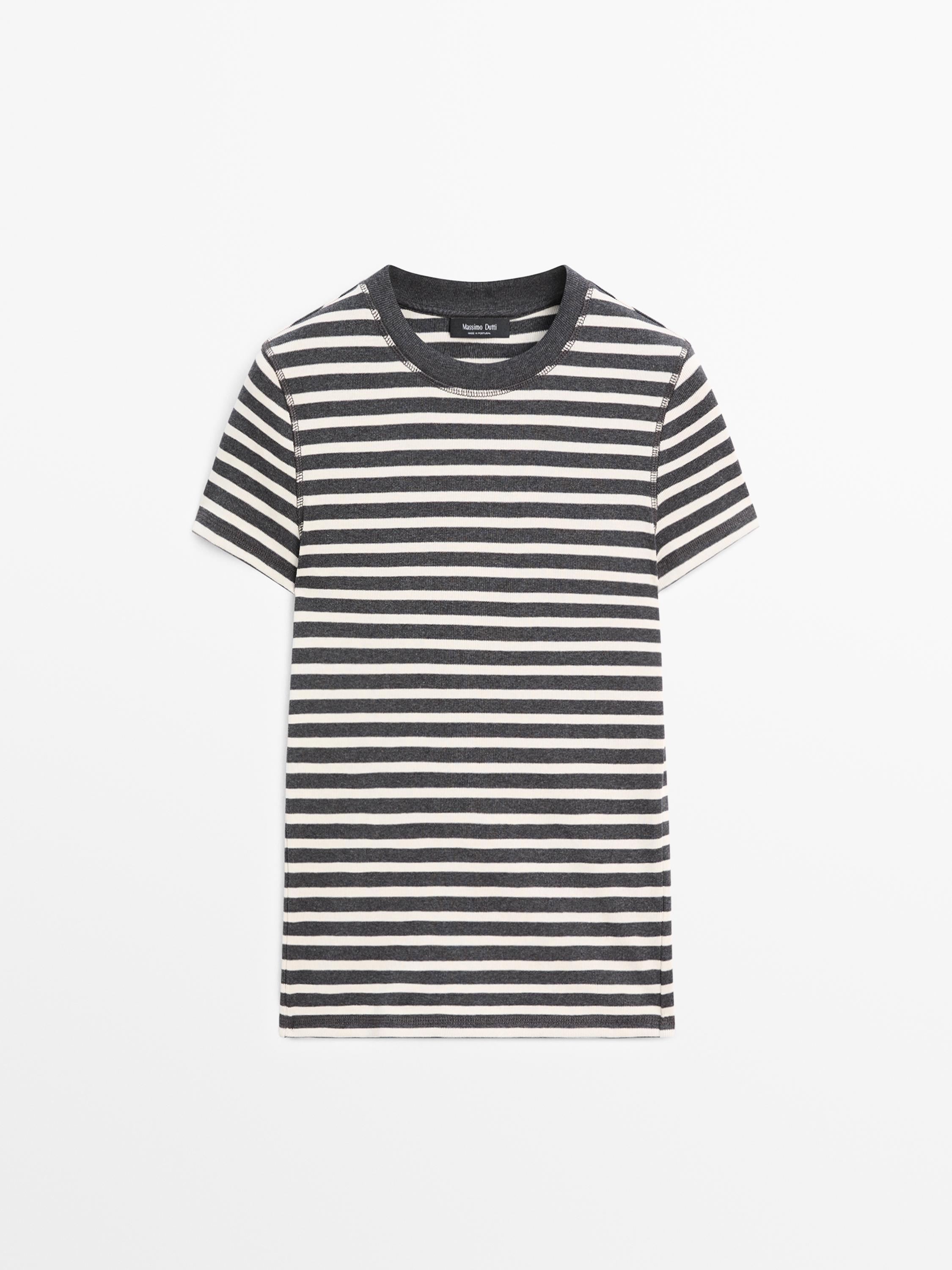 T-shirt manches courtes coton à rayures