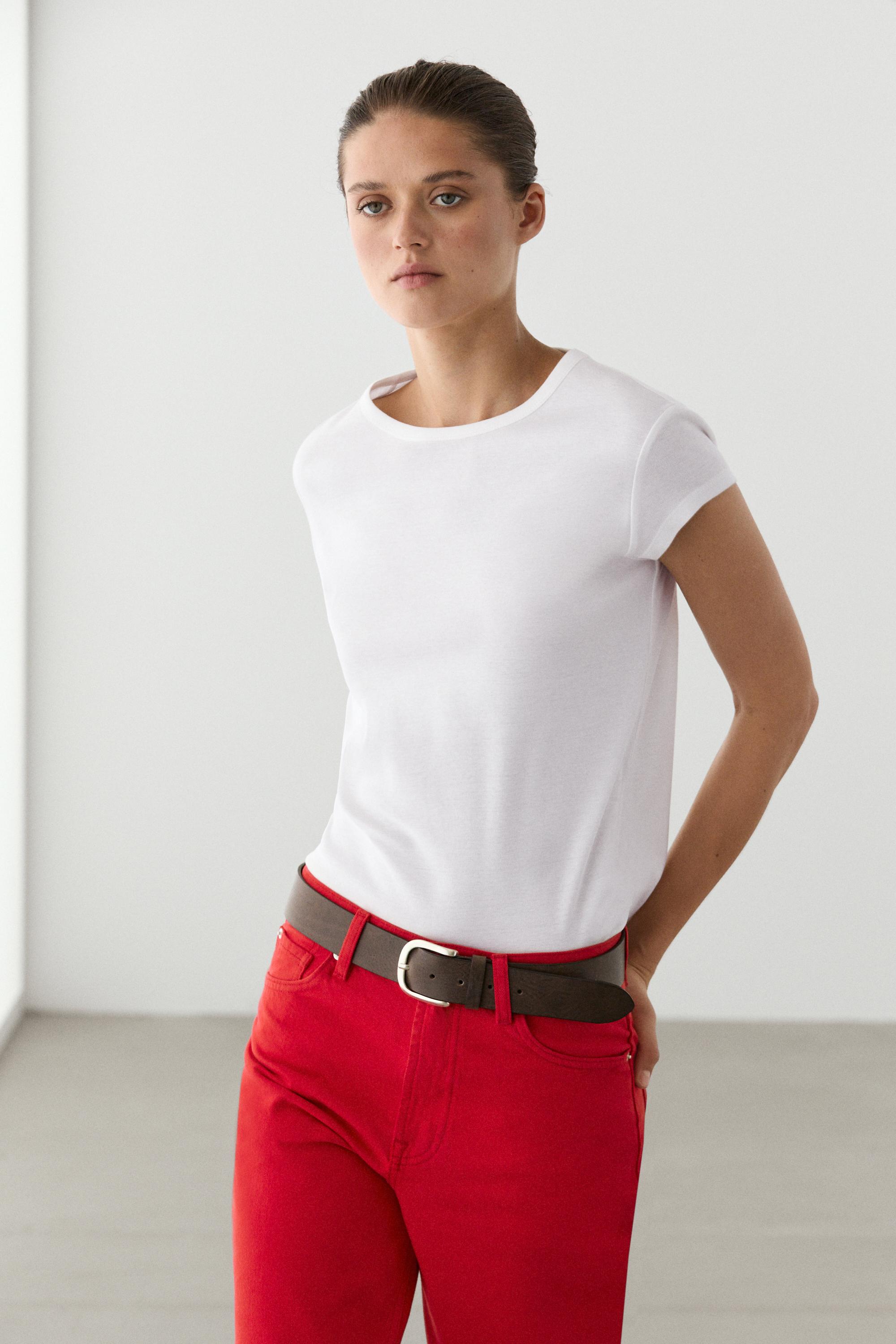 100% mercerised cotton short sleeve T-shirt — White