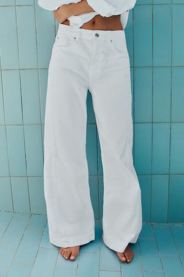 Z1975 WIDE-LEG MID-WAIST JEANS WITH SIDE SEAMS - White by Zara