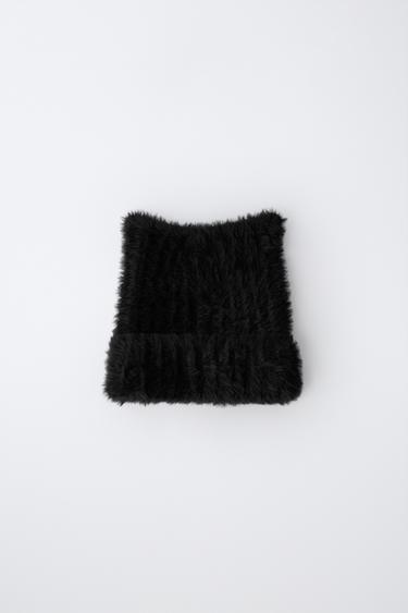 FAUX FUR EARS BEANIE — Black 1