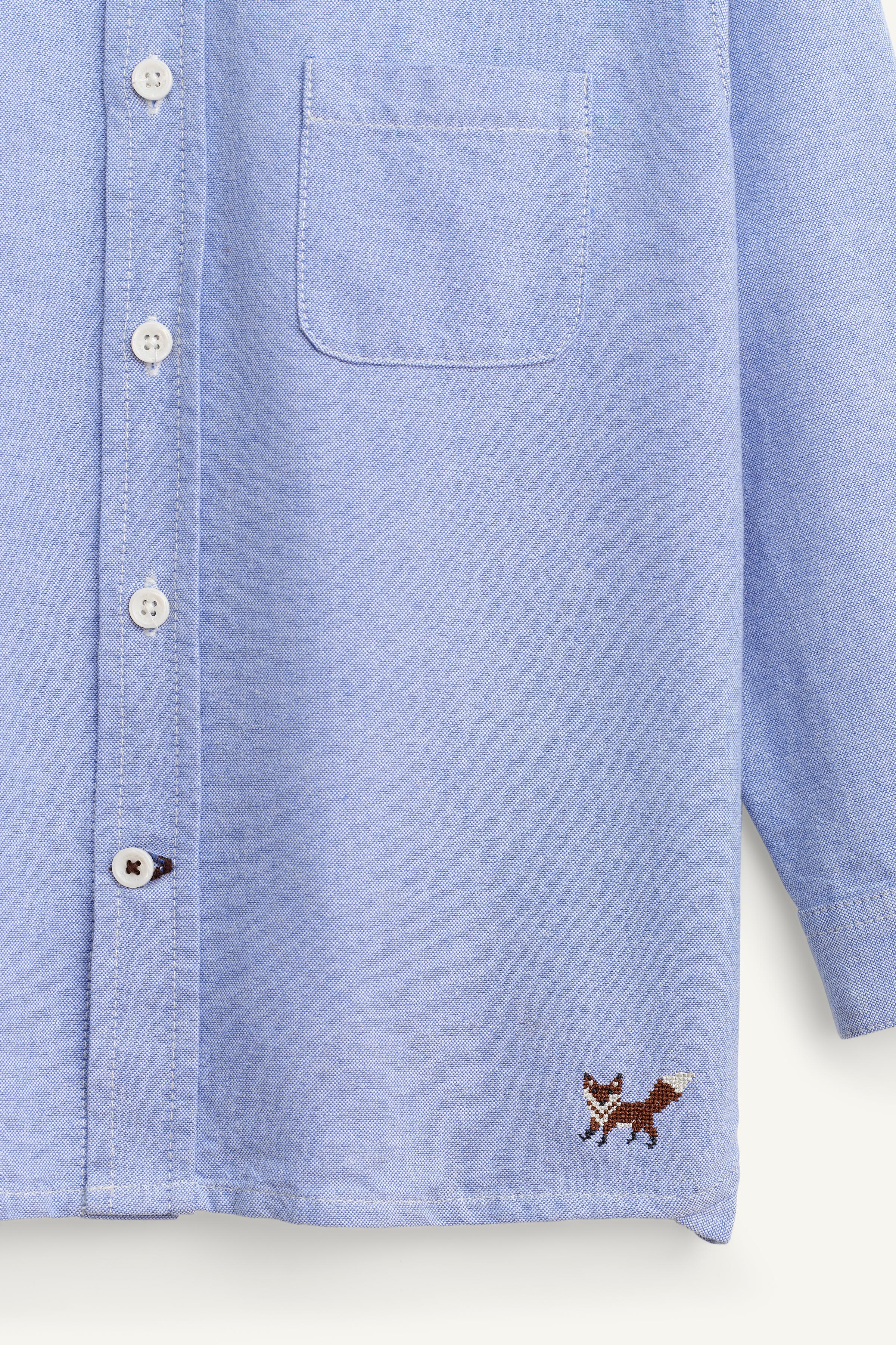 LIMITED EDITION EMBROIDERED FOX OXFORD SHIRT - Light blue