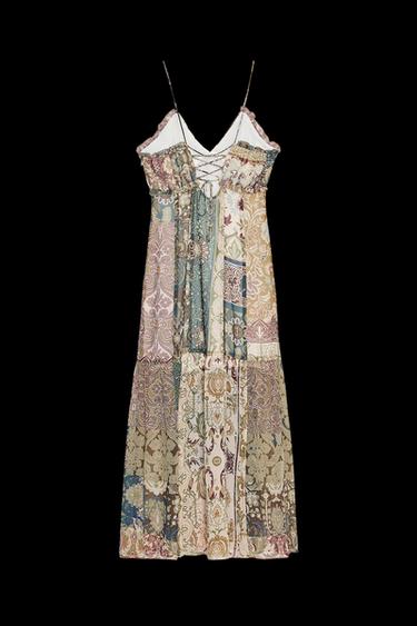 VESTIDO MIDI ESTAMPADO PATCHWORK - Multicolor de Zara