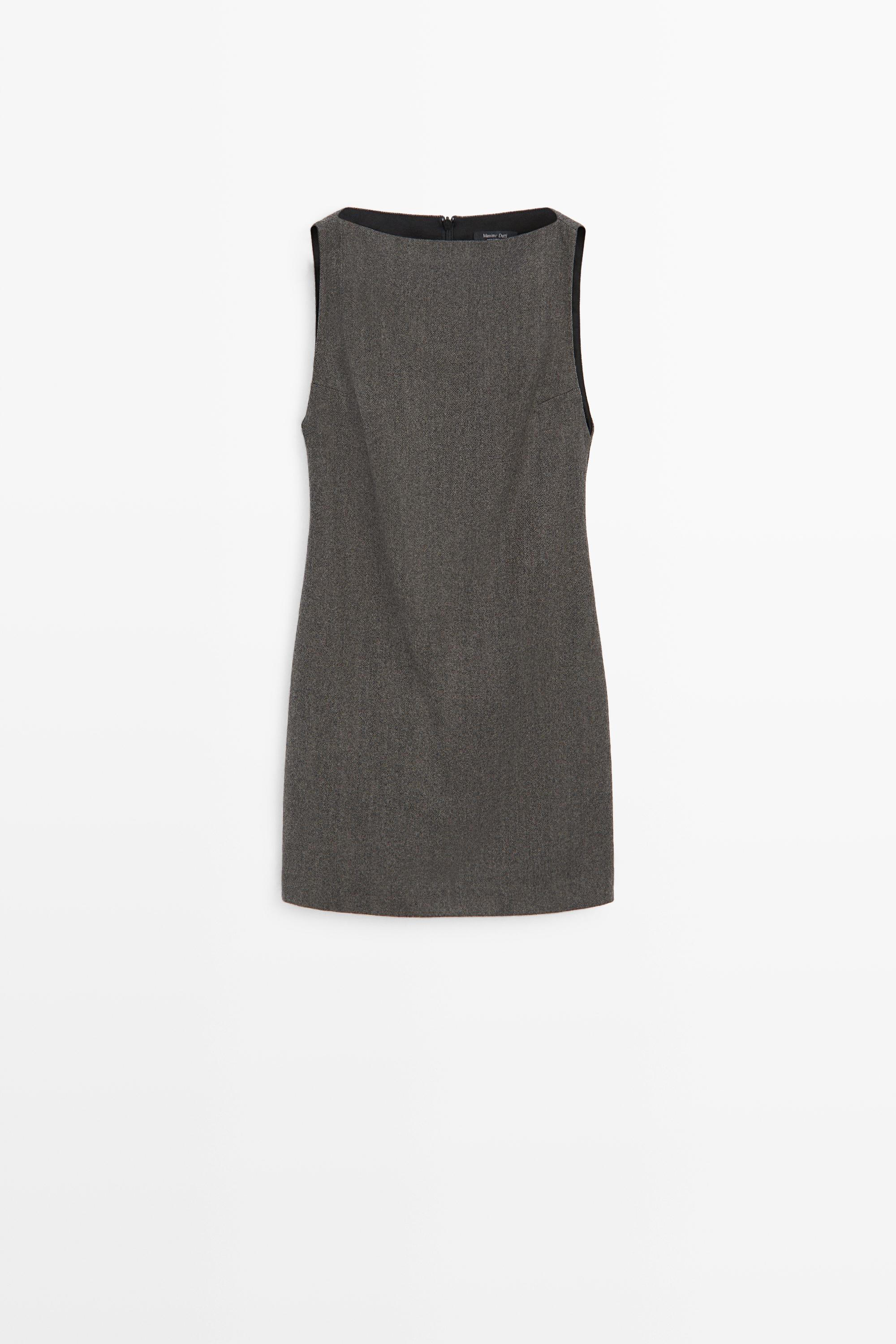 Robe courte col bateau mélange laine