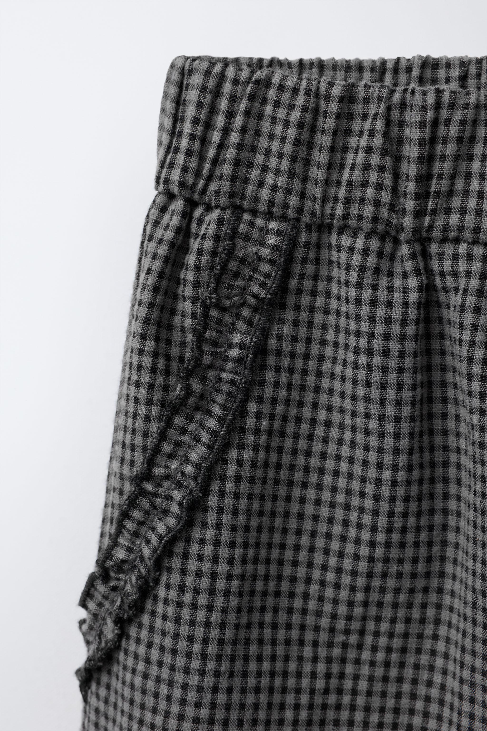 GINGHAM PLAID RUFFLED PANTS