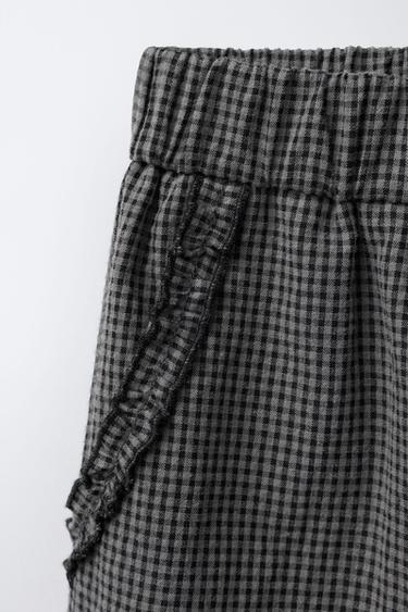 GINGHAM CHECK TROUSERS WITH RUFFLES - Anthracite grey by Zara - Image 2