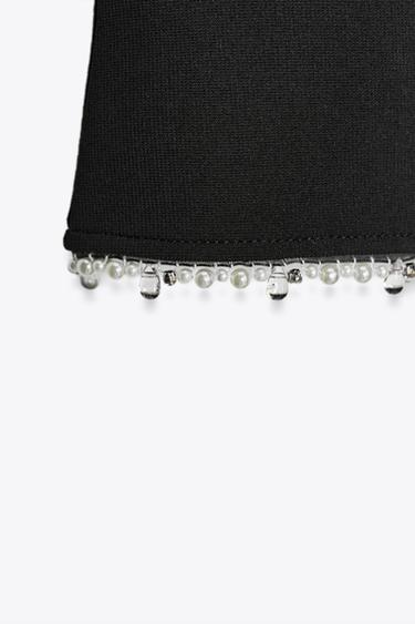 PANTALON ÉVASÉ STRETCH PERLES - Noir de Zara - Image 6