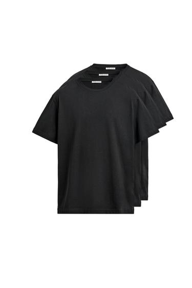 PACK 3 CAMISETA MEDIUM WEIGHT BÁSICA - Negro de Zara