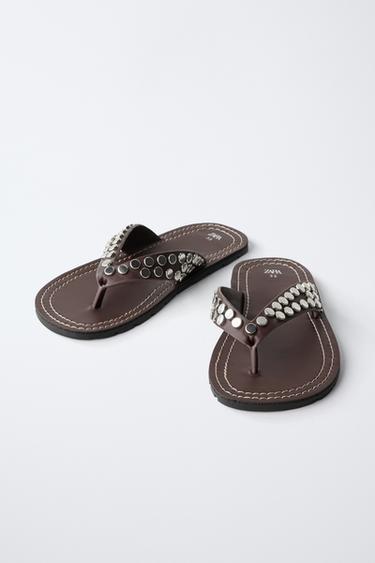 STUDDED SANDALS - Brown by Zara