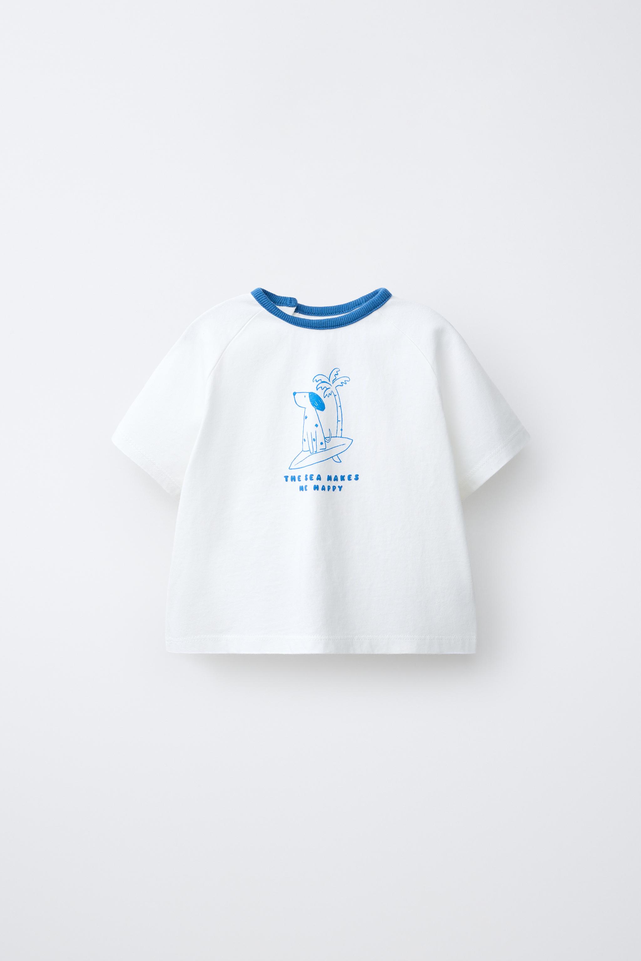 サーフドッグプリントTシャツ - ライトエクリュ | ZARA Japan / 日本
