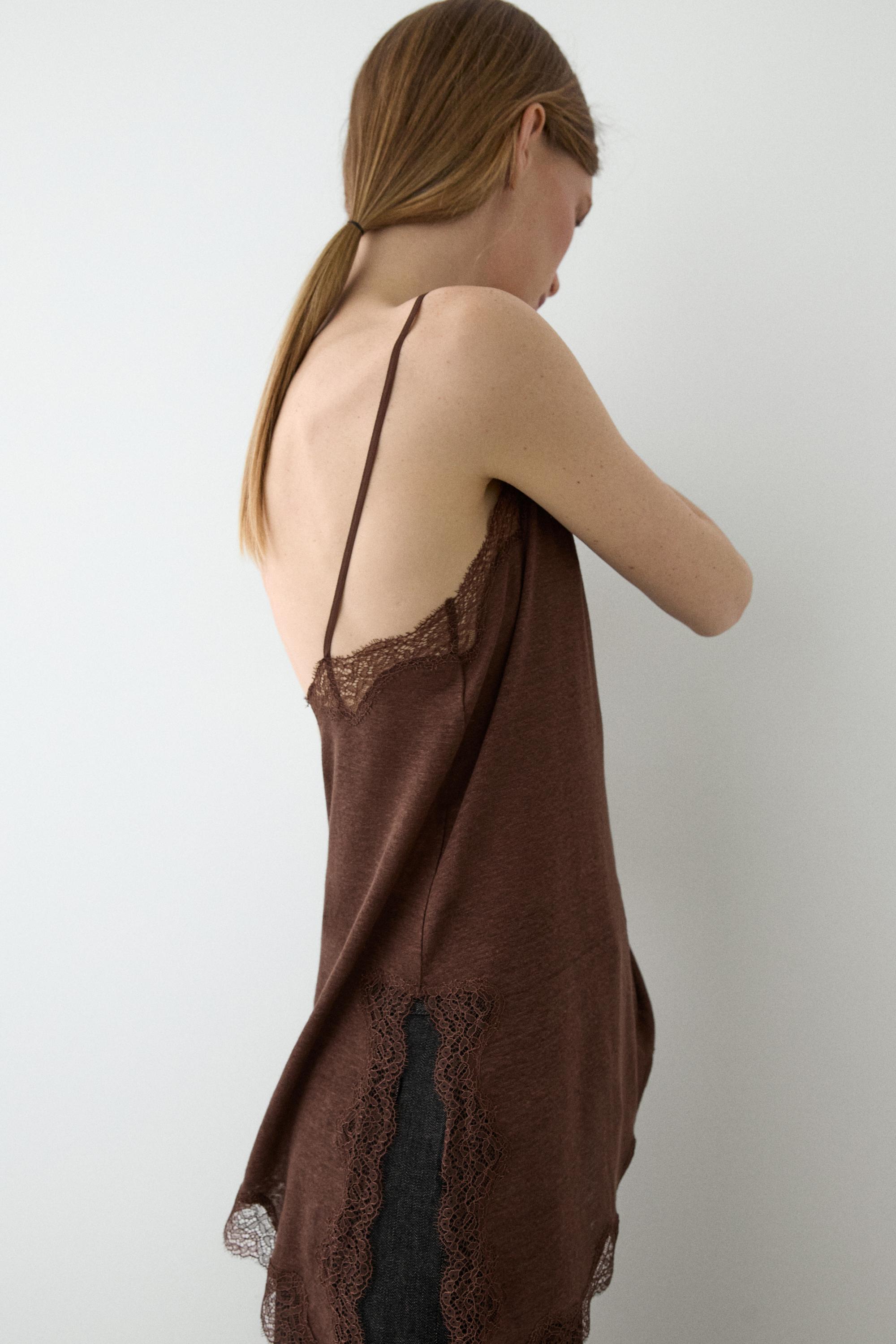 Top asymétrique en lin mélangé