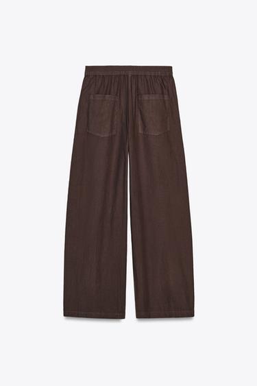 ZW COLLECTION WIDE-LEG POPLIN TROUSERS - Brown by Zara - Image 5