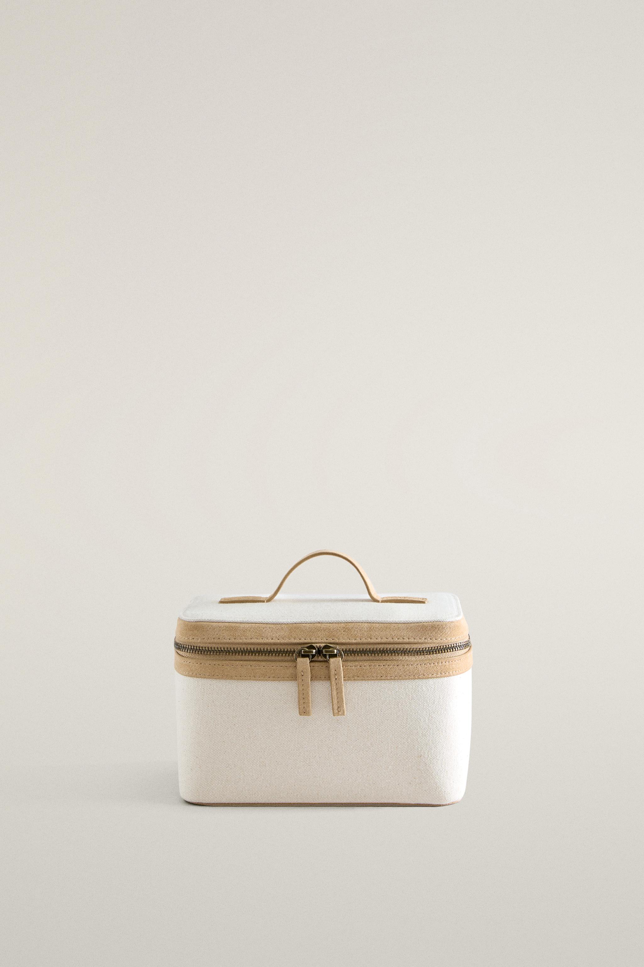 RIGID CANVAS LEATHER MAKEUP BAG