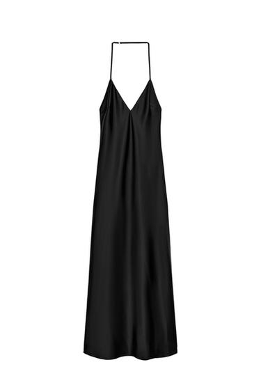 VESTIDO LARGO ESCOTE PICO - Negro de Zara