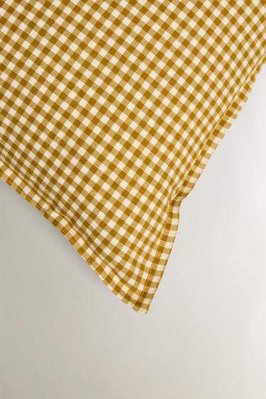 GINGHAM CUSHION COVER - Mustard by Zara - Image 1