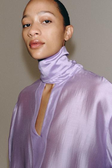 CHEMISE SATINÉE À LIENS ZW COLLECTION - Violet de Zara - Image 9