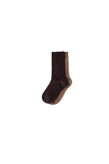 TWO-PACK OF WOOL SOCKS - Brown by Zara
