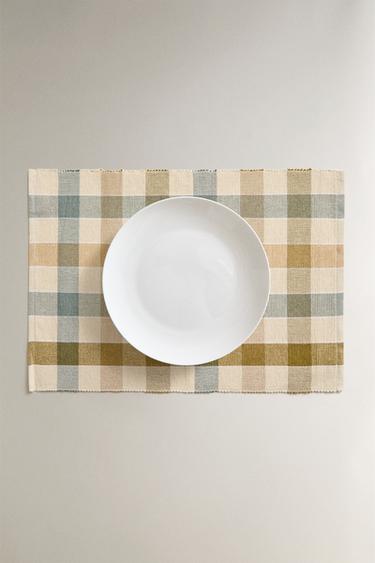 SET DE TABLE CÔTELÉ À CARREAUX - Bleu de Zara - Image 4