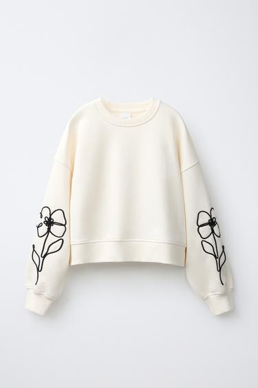 SUDADERA BORDADAS - Crudo de Zara