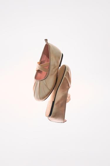 SATIN BALLET FLATS - Pink by Zara