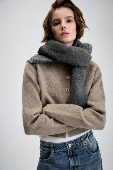 Zara SOFT KNIT CARDIGAN - Metal taupe brown